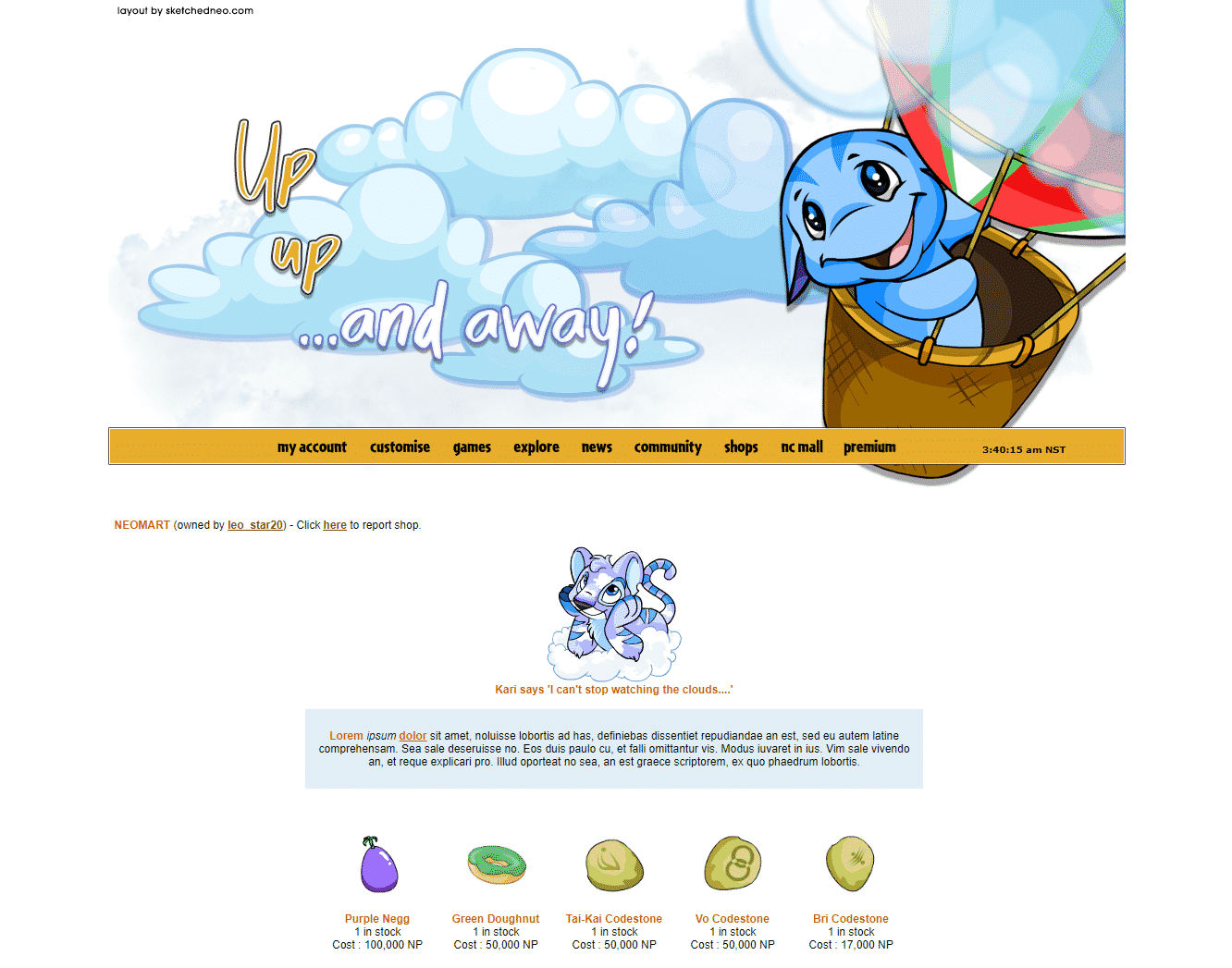 Neopets Shop Layouts