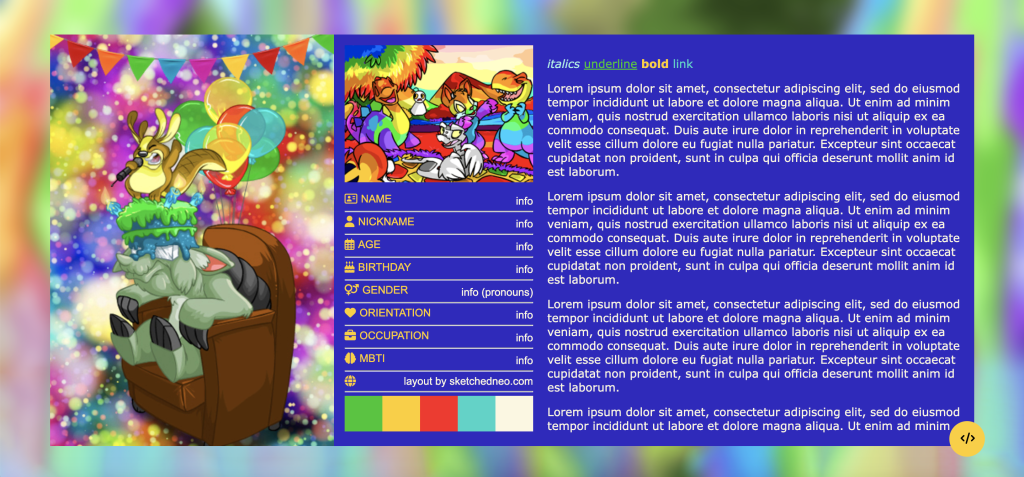 rainbow party pet page layout moderneo
